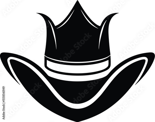 cowboy hat silhouette, cowgirl hat icon, western line drawing
