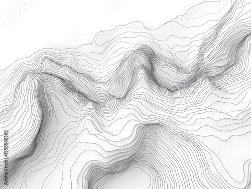 White Topographic Lines Vector, Abstract Wavy Contour Seamless Texture Pastel Background Flat Design Terrain Map