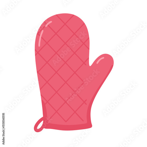 Vector icon of a heat-resistant silicone oven mitt in pink color