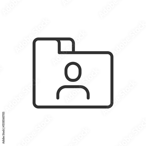 Folder with user icon, linear icon. HR document and personnel data. Line with editable stroke.