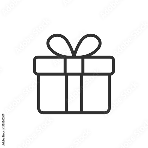Gift box, linear icon. Present with ribbon for holiday or celebration. Line with editable stroke.