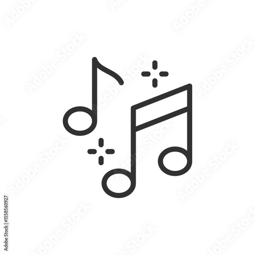 Musical notes, linear icon. Symbol of music and sound in celebration. Line with editable stroke.