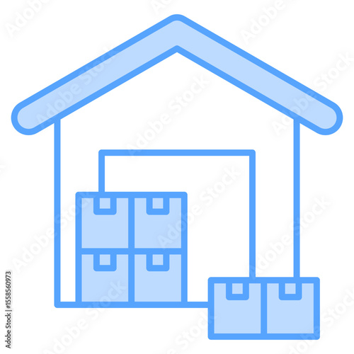 Warehouse Storage Blue Icon Element For Design
