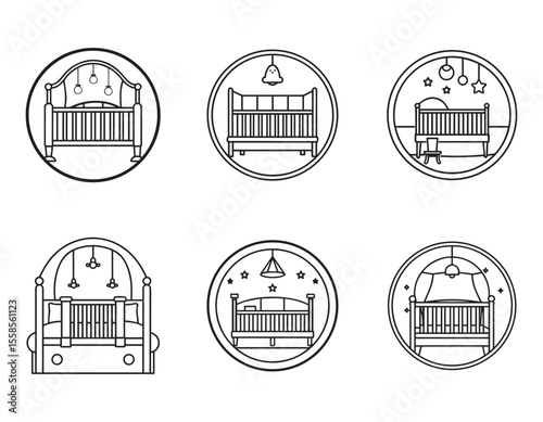 crib icon silhouette vector illustration