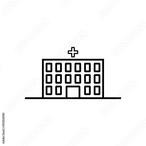 Hospital Building Icon Healthcare Facility Line Art Graphic