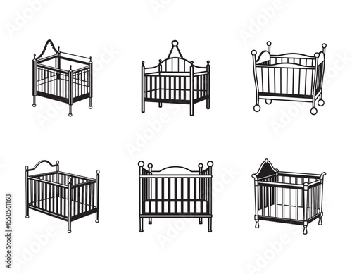 baby crib interior logo vector illustration