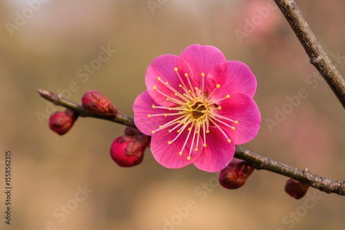 Blossoming Pink Plum Flower