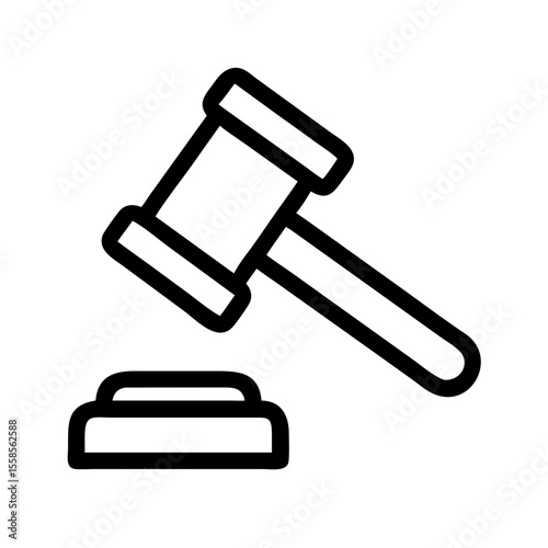 Gavel icon. Judge gavel on sound block. Simple gavel symbol for legal websites and apps. This gavel image is perfect for law firms, court systems, and legal professionals.