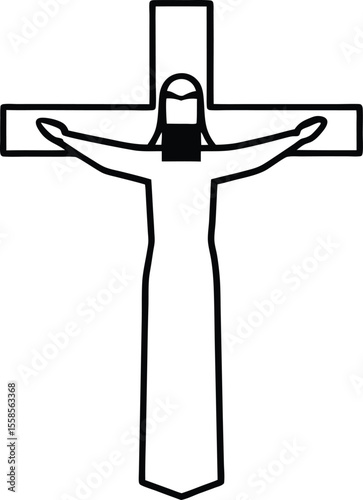 Crucifixion of Jesus Christ A Simple Line Drawing