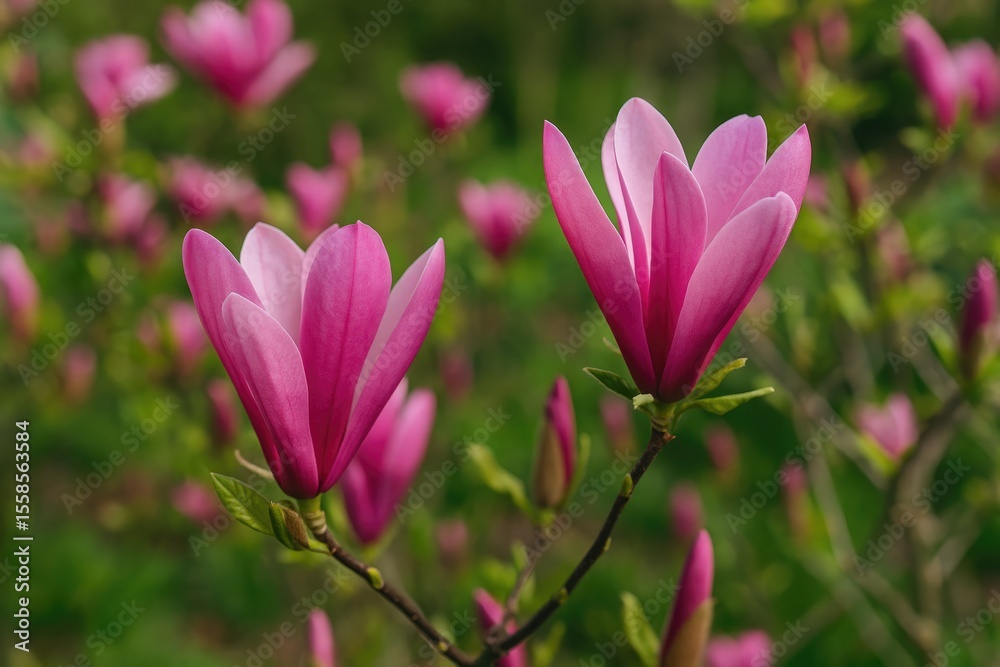Fototapeta premium Delicate pink blossoms of the Magnolia liliflora species