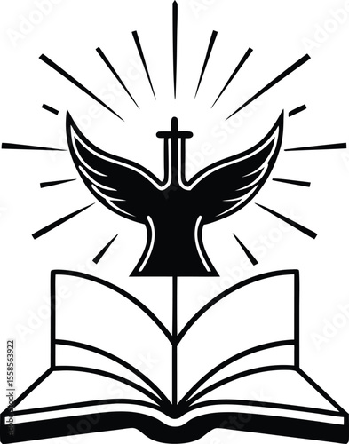 Dove, Cross, and Open Bible A Symbol of Faith and Spirituality