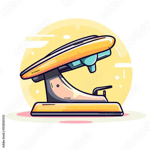 Stylized Yellow Stapler with Teal Accents and Modern Design Elements