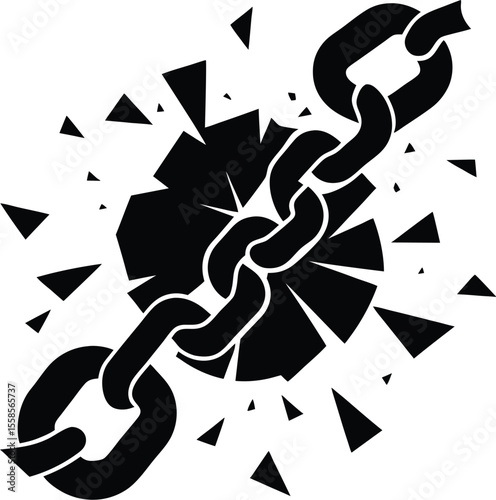 broken chain icon, link disconnect symbol, vector break silhouette