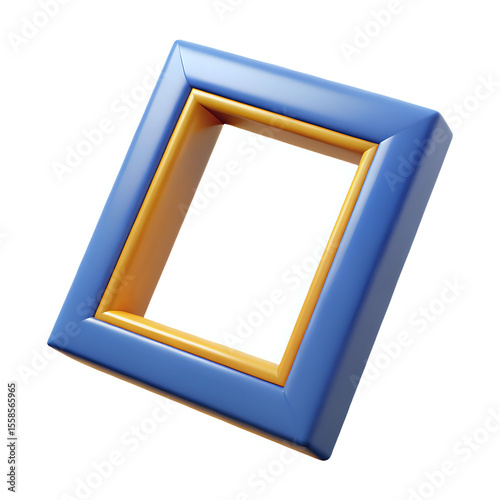 Fototapeta Naklejka Na Ścianę i Meble -  wooden frame, 3d cartoon ,isolated on transparent white background