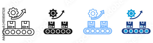 Lean Manufacturing Icon Set Multiple Style Collection