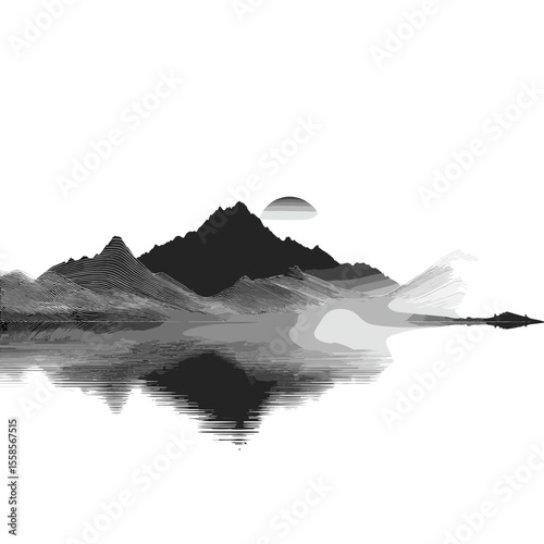Peaceful nature-themed vector drawing.