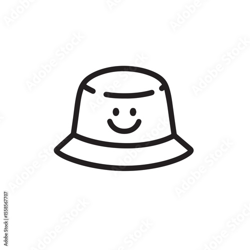 Vector art of a bucket hat with a smiling face isolated on white background