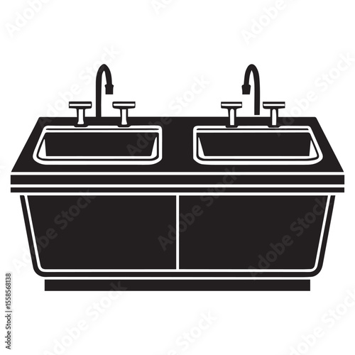 double basin countertop vector silhouette illustration
