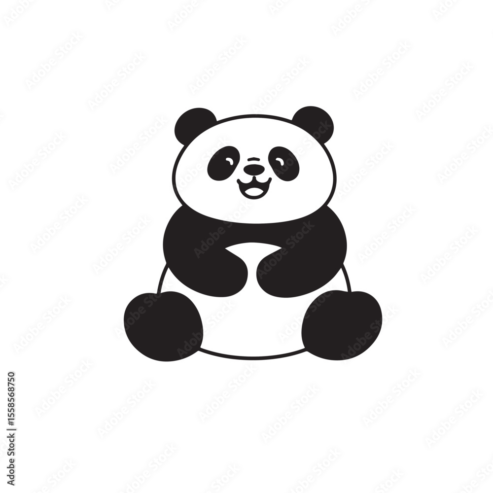 Obraz premium Vector art of a cute cartoon panda bear sitting isolated on white background