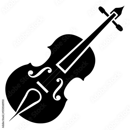 Violin black vector icon on white background.