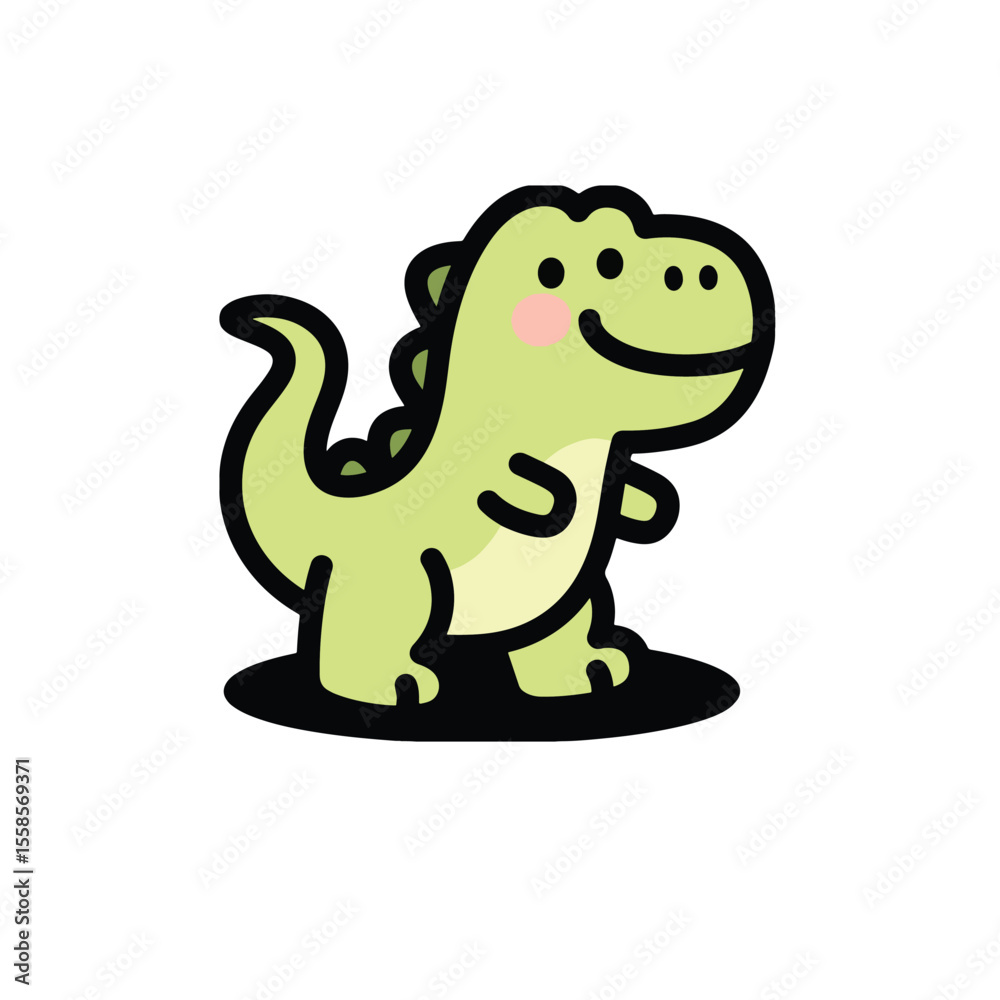 Fototapeta premium Vector art of a cute cartoon dinosaur with a happy expression isolated on white background