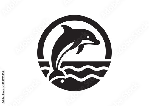 Dolphin Black Silhouette Vector Illustration