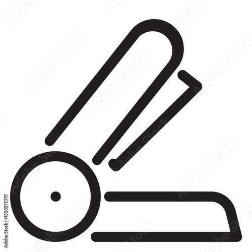 A simple black line drawing of a hole puncher with visible handle and base design element