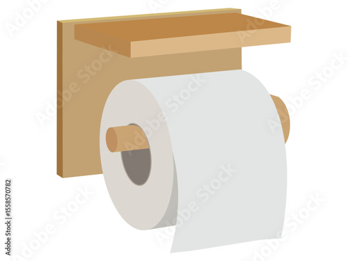 Toilet paper roll on wall holder illustration