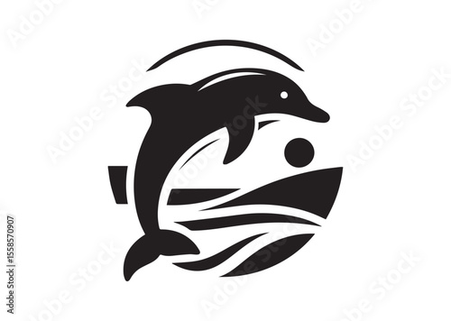 Dolphin Black Silhouette Vector Illustration