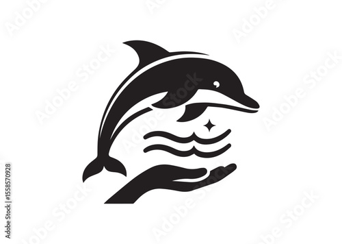 Dolphin Black Silhouette Vector Illustration
