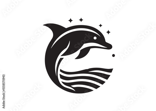 Dolphin Black Silhouette Vector Illustration