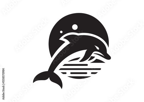 Dolphin Black Silhouette Vector Illustration