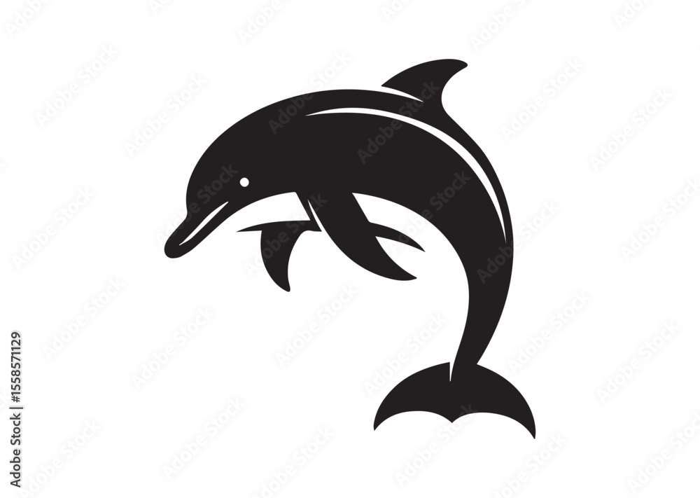 Obraz premium Dolphin Black Silhouette Vector Illustration