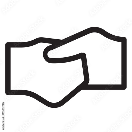 Illustration of two hands shaking in a simple line art style, conveying agreement and trust