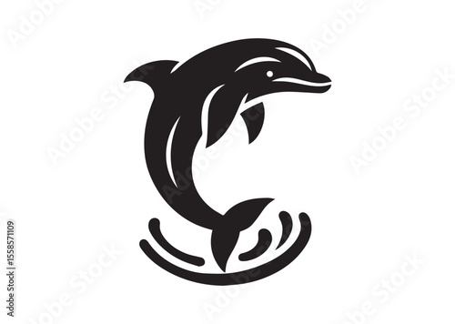 Dolphin Black Silhouette Vector Illustration