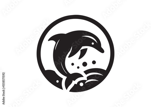 Dolphin Black Silhouette Vector Illustration