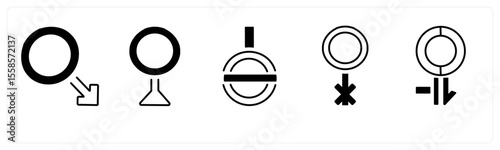 A set of 5 mix icons as gender, bisexual, male
