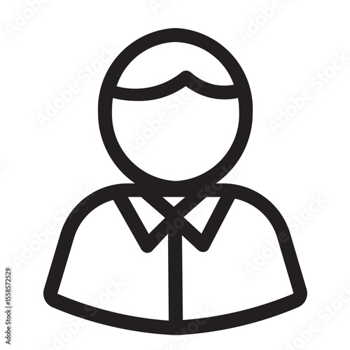 Illustration of a person icon with a shirt and tie in a simple line drawing style
