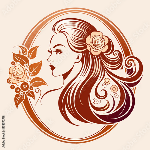 beauty salon logo featuring a silhouette of a woman’s face