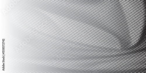 Abstract halftone wave dotted background. Futuristic twisted grunge pattern, dot, circles. Vector modern