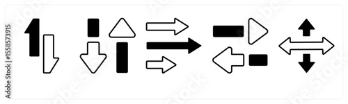 A set of 5 mix icons as arrow, map, navigation