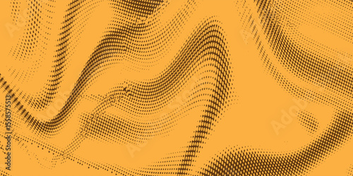 Abstract halftone wave dotted background. Futuristic twisted grunge pattern, dot, circles. Vector modern