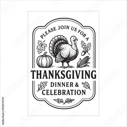 Premium Thank giving Day Flyer Design Template Black And White Background