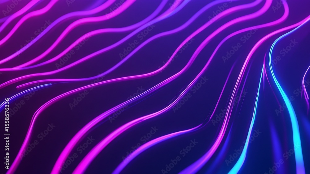 Obraz premium Abstract neon wave background with flowing luminous lines and vibrant colors