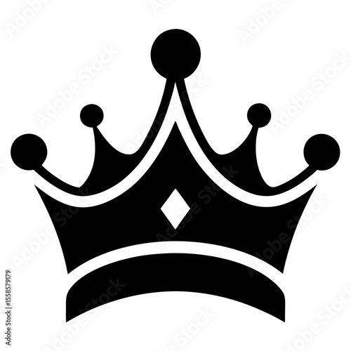 Princess crown black vector icon on white background.
