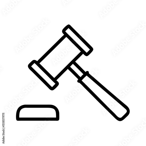 Gavel icon for legal system, court of law, and justice. Gavel symbol represents authority, judgment, and legal decisions. Simple gavel design perfect for websites, apps, and legal documents.