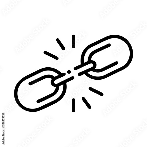Broken chain link symbolizes freedom and independence.  A broken chain link represents a new beginning, a fresh start, and overcoming obstacles. This broken chain graphic is perfect for websites.