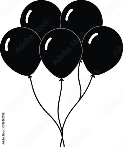 A Bunch of Shiny Black Balloons Floating Together