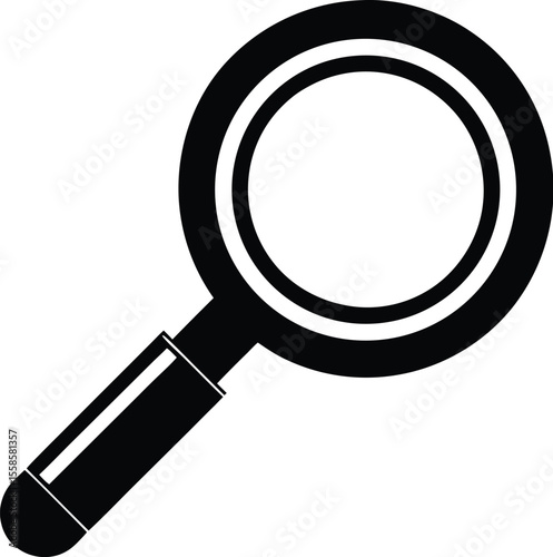 magnifying glass icon, book search symbol, zoom illustration silhouette
