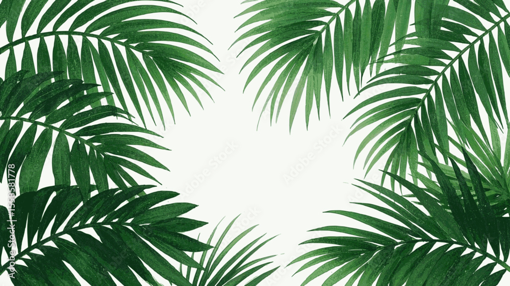 Fototapeta premium Coastal Greens in Wash palm isolated watercolor vector illustration svg